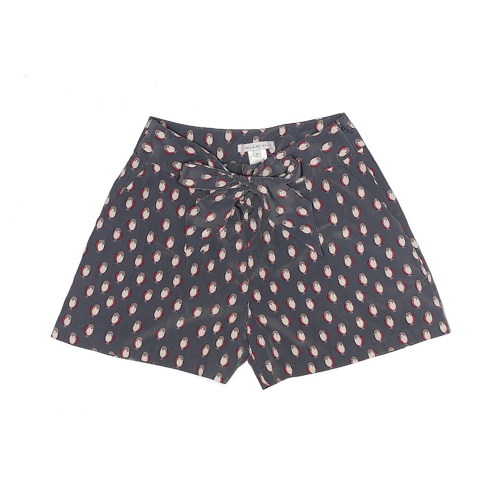Grey Designer Dress Shorts Tie Front Bird Print Paul & Joe Sister size 38(FR)